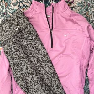 Nike Lavender Half-Zip Top and Patterned Leggings